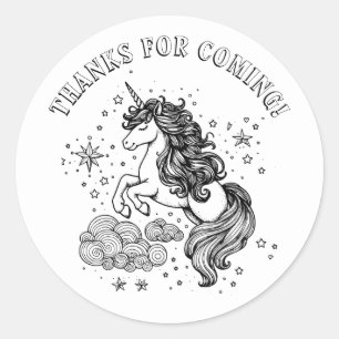 Unicorn Kids Birthday Party Personalized Coloring Classic Round Sticker