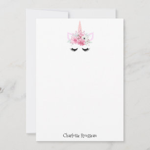 Unicorn Kid's Personalized Stationery Note Card