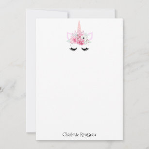 Unicorn Kid's Personalized Stationery Note Card