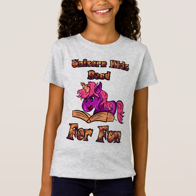 Unicorn Kids Read For Fun T-Shirt (Front)
