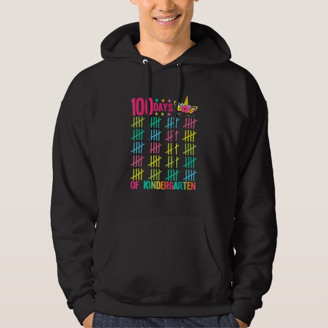 Unicorn Kindergarten 100 Days Of School Girl Magic Hoodie (Front)