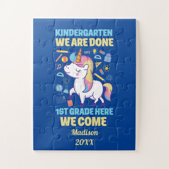 Unicorn Kindergarten Graduation 1st Grade  Jigsaw Puzzle (Vertical)
