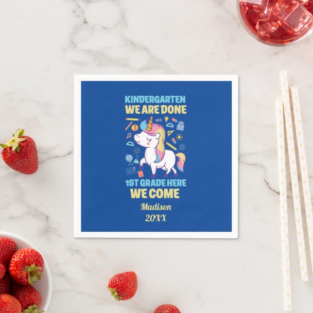 Unicorn Kindergarten Graduation 1st Grade Napkins (Insitu)