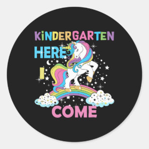 Unicorn Kindergarten Here I Come School Kindergart Classic Round Sticker