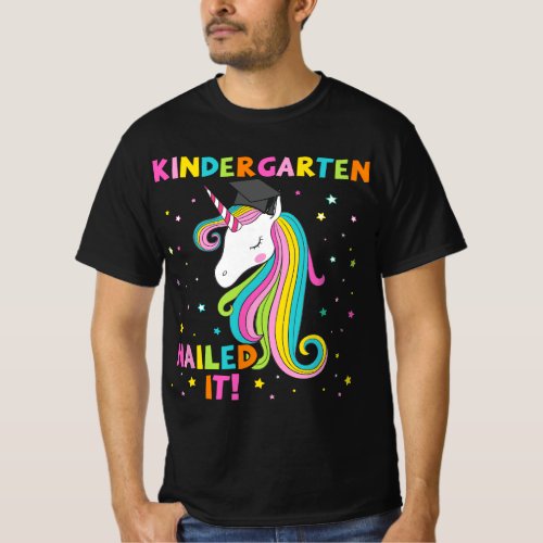 Unicorn Kindergarten Nailed Graduation Cap Girls E T_Shirt
