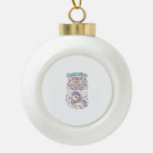 Unicorn Kisses and Rainbow Wishes Cute Pastel Grap Ceramic Ball Christmas Ornament