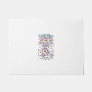 Unicorn Kisses and Rainbow Wishes Cute Pastel Grap Doormat