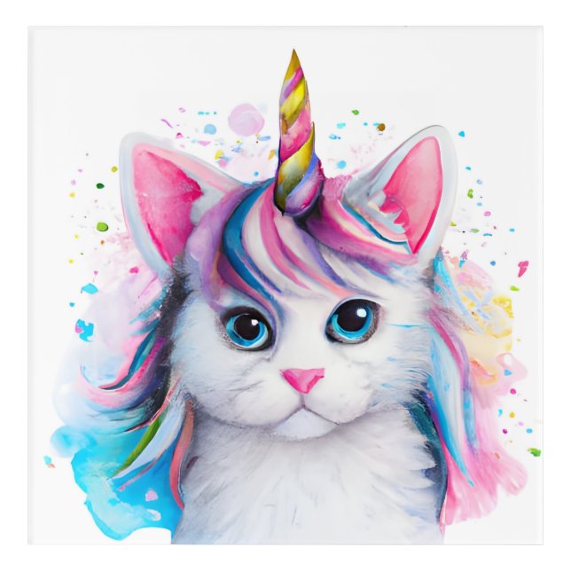 Unicorn Kitten Acrylic Print (Front)