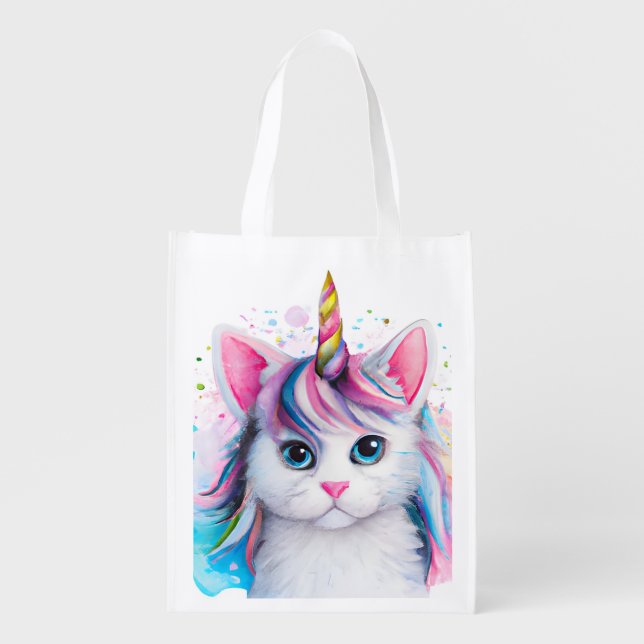 Unicorn Kitten Grocery Bag (Front)