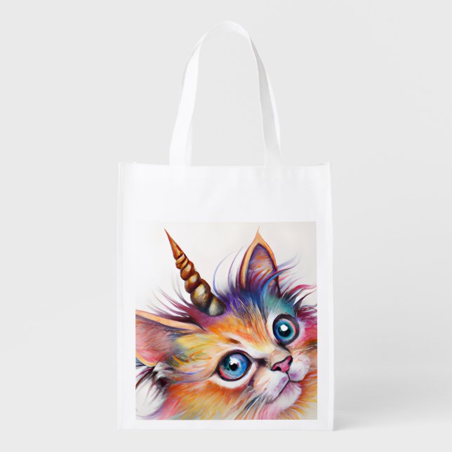 Unicorn Kitten Grocery Bag (Front)