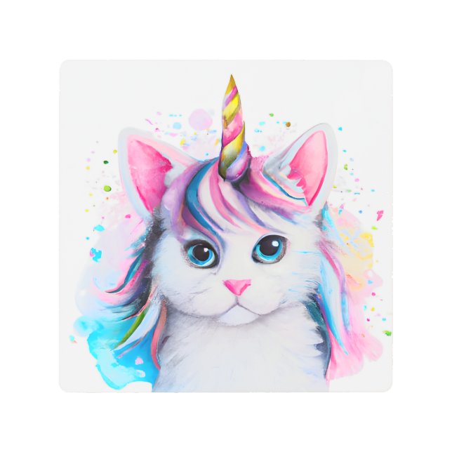 Unicorn Kitten  Metal Print (Front)