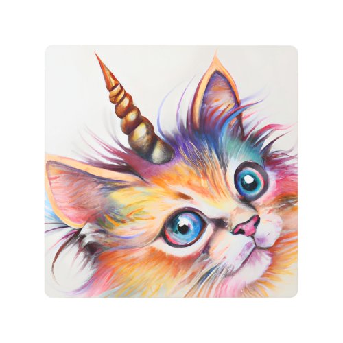 Unicorn Kitten Metal Print