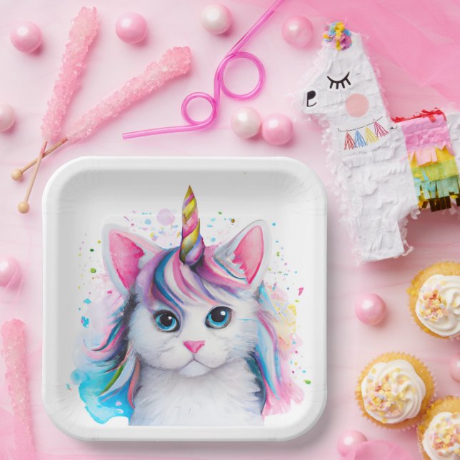 Unicorn Kitten Paper Plates (Party)