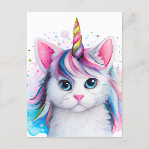 Unicorn Kitten Postcard