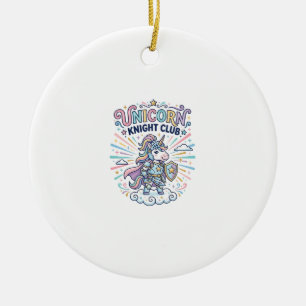 Unicorn Knight Club Print Ready Apparel Graphic_1 Ceramic Ornament