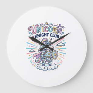 Unicorn Knight Club Print Ready Apparel Graphic_1 Large Clock