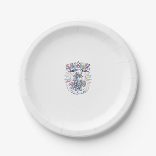 Unicorn Knight Club Print Ready Apparel Graphic_1 Paper Plates