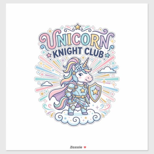 Unicorn Knight Club Print Ready Apparel Graphic_1 Sticker
