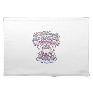 Unicorn Knitting Crochet Unicorn Adorable Typograp Cloth Placemat