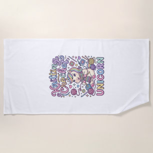 Unicorn Knitting Crochet Unicorn Charming White Ba Beach Towel