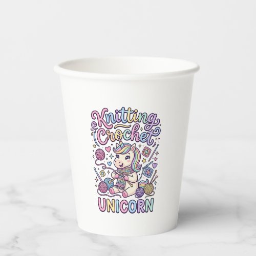 Unicorn Knitting Crochet Unicorn Charming White Ba Paper Cups