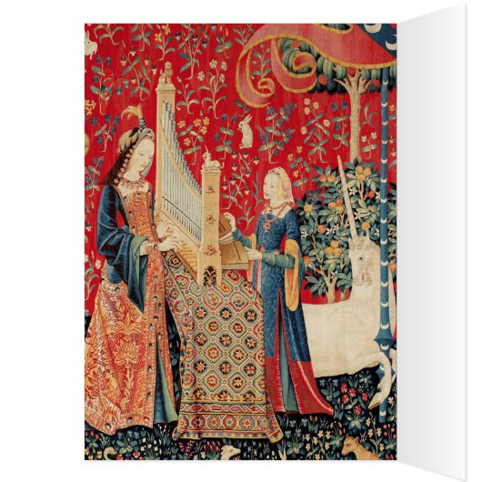 UNICORN,LADY PLAYING ORGAN Red Floral Christmas (Inside (Left))