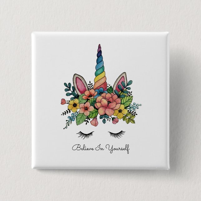 Unicorn Lashes With Rainbow Horn Button (Front)