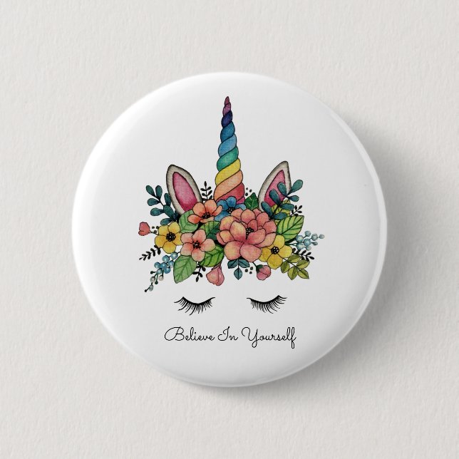 Unicorn Lashes With Rainbow Horn Button (Front)