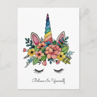 Unicorn Lashes With Rainbow Horn Postcard