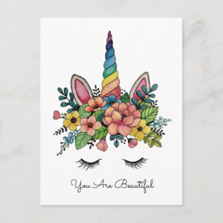 Unicorn Lashes With Rainbow Horn Postcard