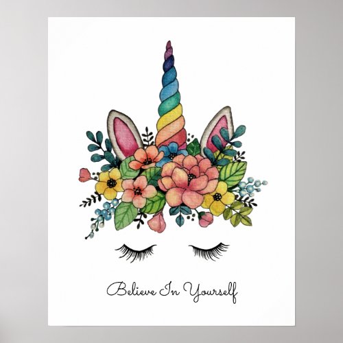 Unicorn Lashes With Rainbow Horn Poster