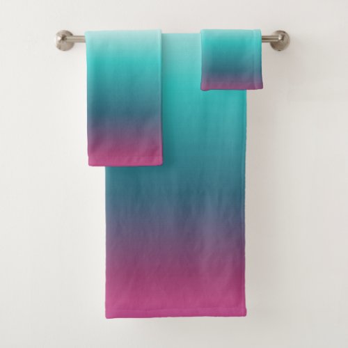 unicorn lavender teal ombre turquoise mermaid bath towel set