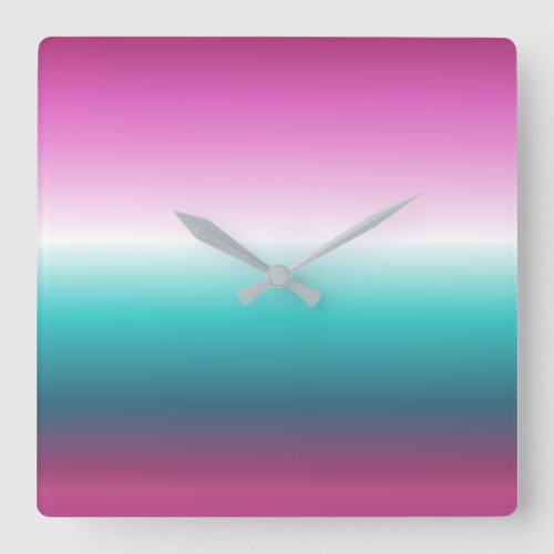 unicorn lavender teal ombre turquoise mermaid square wall clock