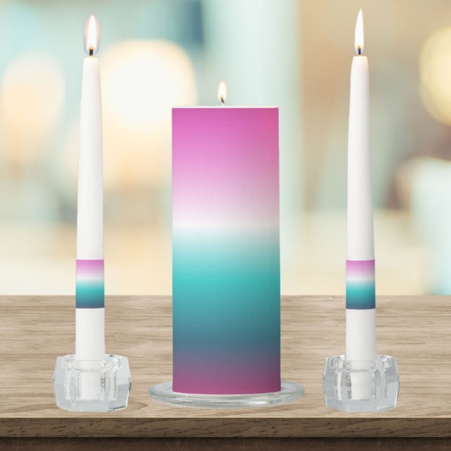 unicorn lavender teal ombre turquoise mermaid unity candle set (unicorn lavender teal ombre turquoise mermaid unity candle set)
