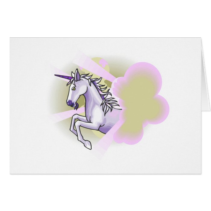 unicorn leaping through sunbeams card