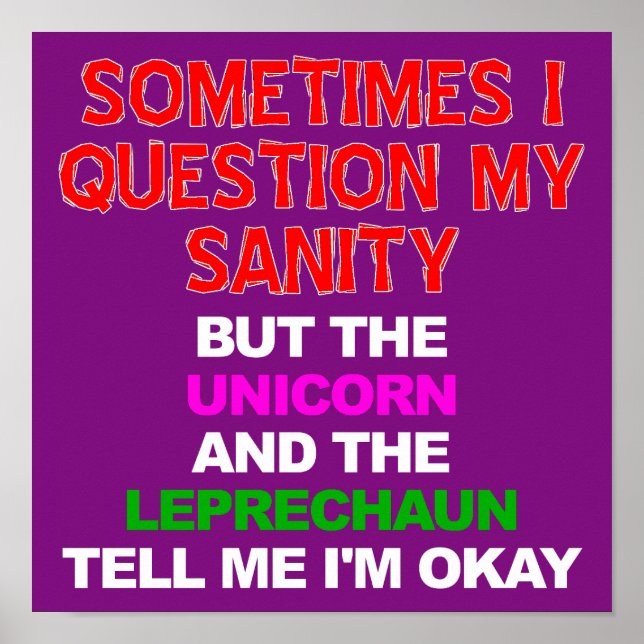 Unicorn Leprechaun Funny Poster Sign (Front)