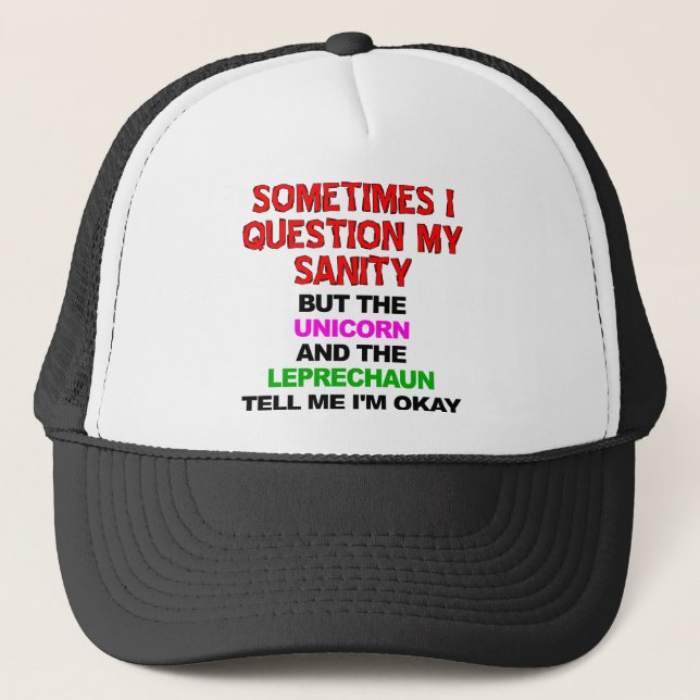 Unicorn Leprechaun Sanity Funny Ball Cap Hat (Front)
