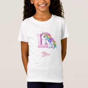 Unicorn letter K monogram initials girls gift T-Shirt