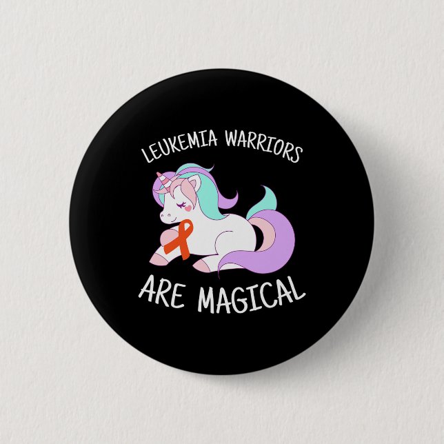 Unicorn Leukemia Awareness Gift Button (Front)