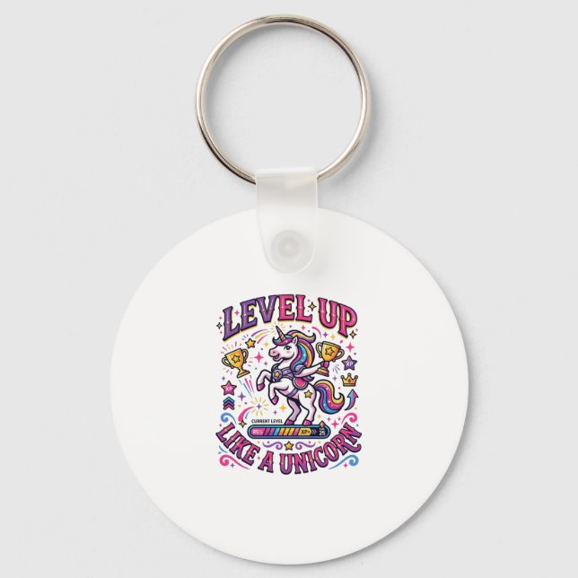 Unicorn Level Up Like a Unicorn Commercial Cute Gi Keychain (Front)