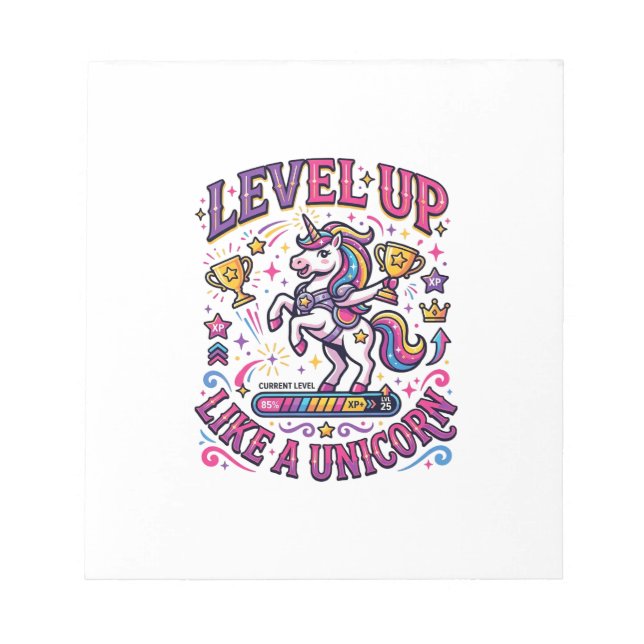 Unicorn Level Up Like a Unicorn Commercial Cute Gi Notepad (Front)