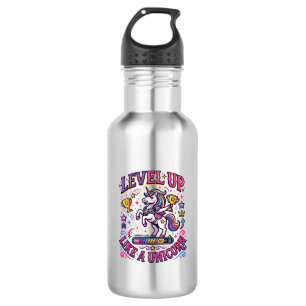 Unicorn Level Up Like a Unicorn Commercial Cute Gi Stainless Steel Water Bottle