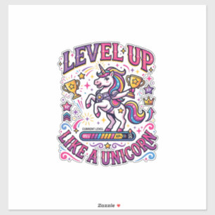 Unicorn Level Up Like a Unicorn Commercial Cute Gi Sticker