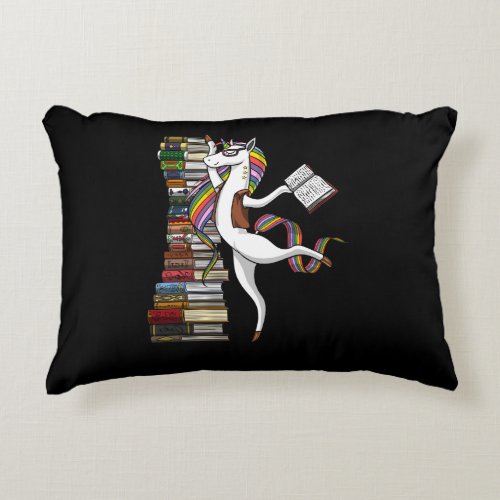 Unicorn Librarian Magical Book Reading Nerd Accent Pillow