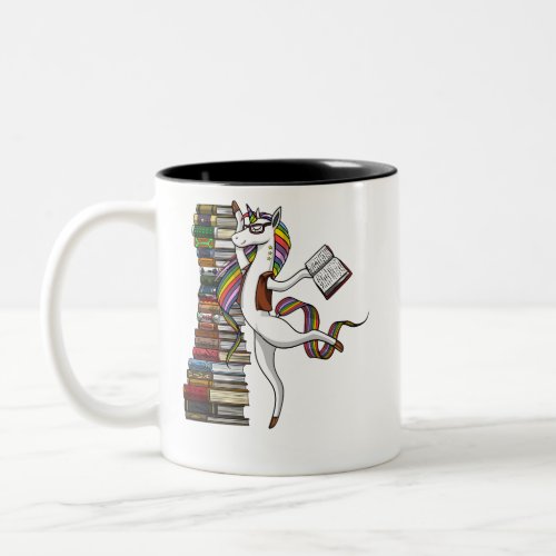 Unicorn Librarian Magical Book Reading Nerd Two_Tone Coffee Mug