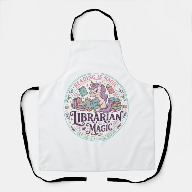 Unicorn Librarian of Magic Original Product Graphi Apron (Front)