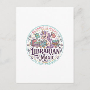 Unicorn Librarian of Magic Original Product Graphi Postcard