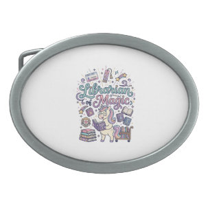 Unicorn Librarian of Magic Print Ready Apparel Gra Belt Buckle