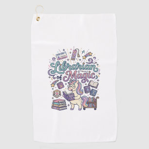 Unicorn Librarian of Magic Print Ready Apparel Gra Golf Towel