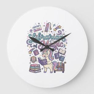 Unicorn Librarian of Magic Print Ready Apparel Gra Large Clock
